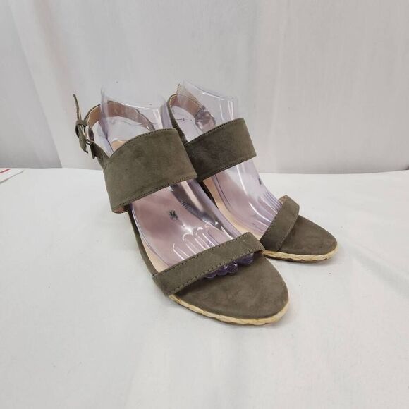 Dolce Vita Size 11 Wedge Heel Sandal Olive Faux Nubuck Suede - Picture 1 of 11